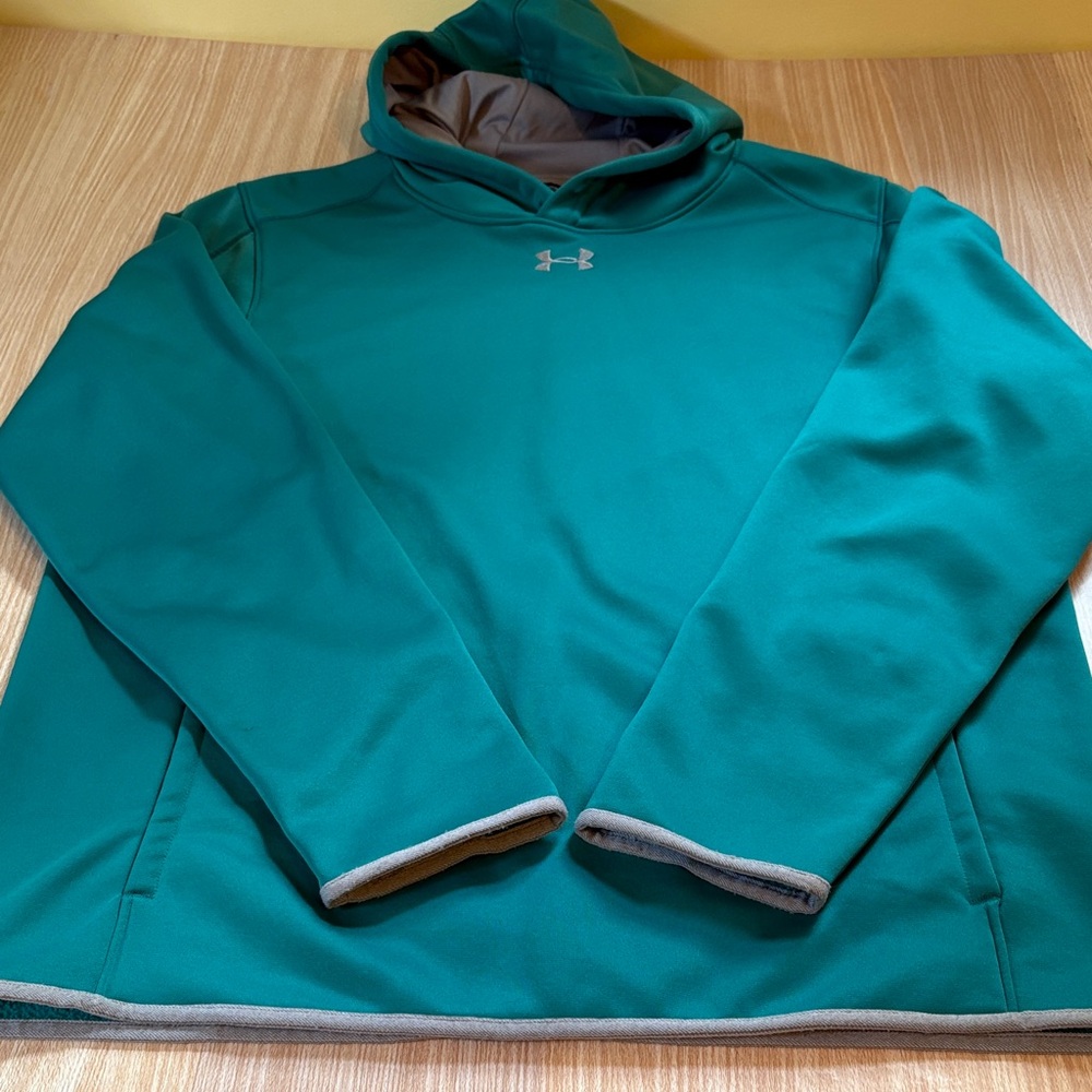 Under Armour coldgear loose fit hoodie sweatshirt teal gray
